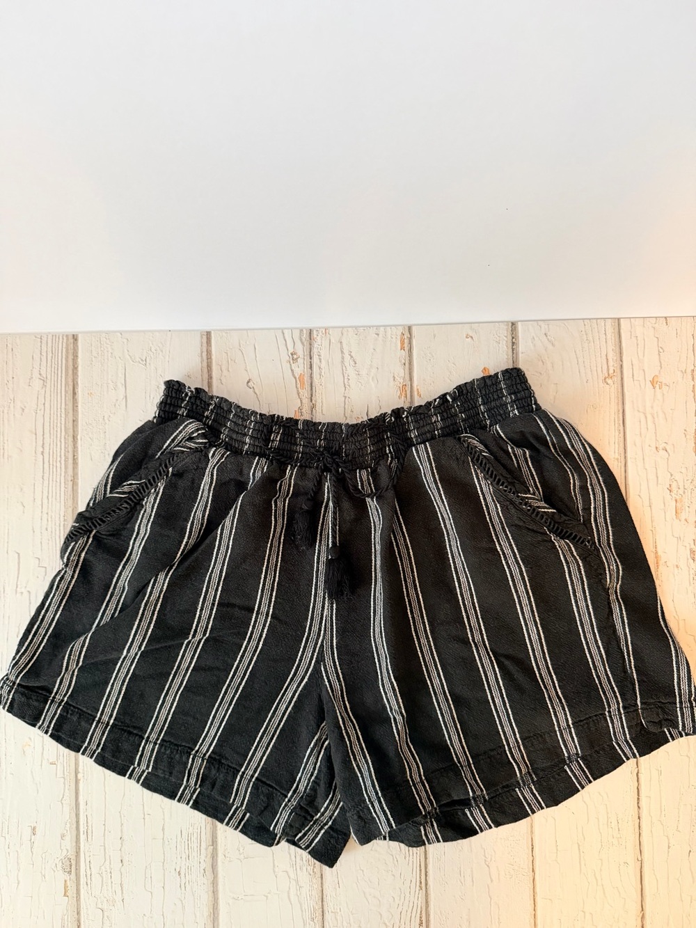 Briggs New York Black Shorts with White Vertical Stripes